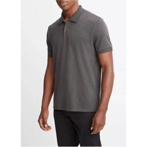 Vince. Slub Gray Taupe Polo Short Sleeve Shirt Men’s Medium 100% Cotton